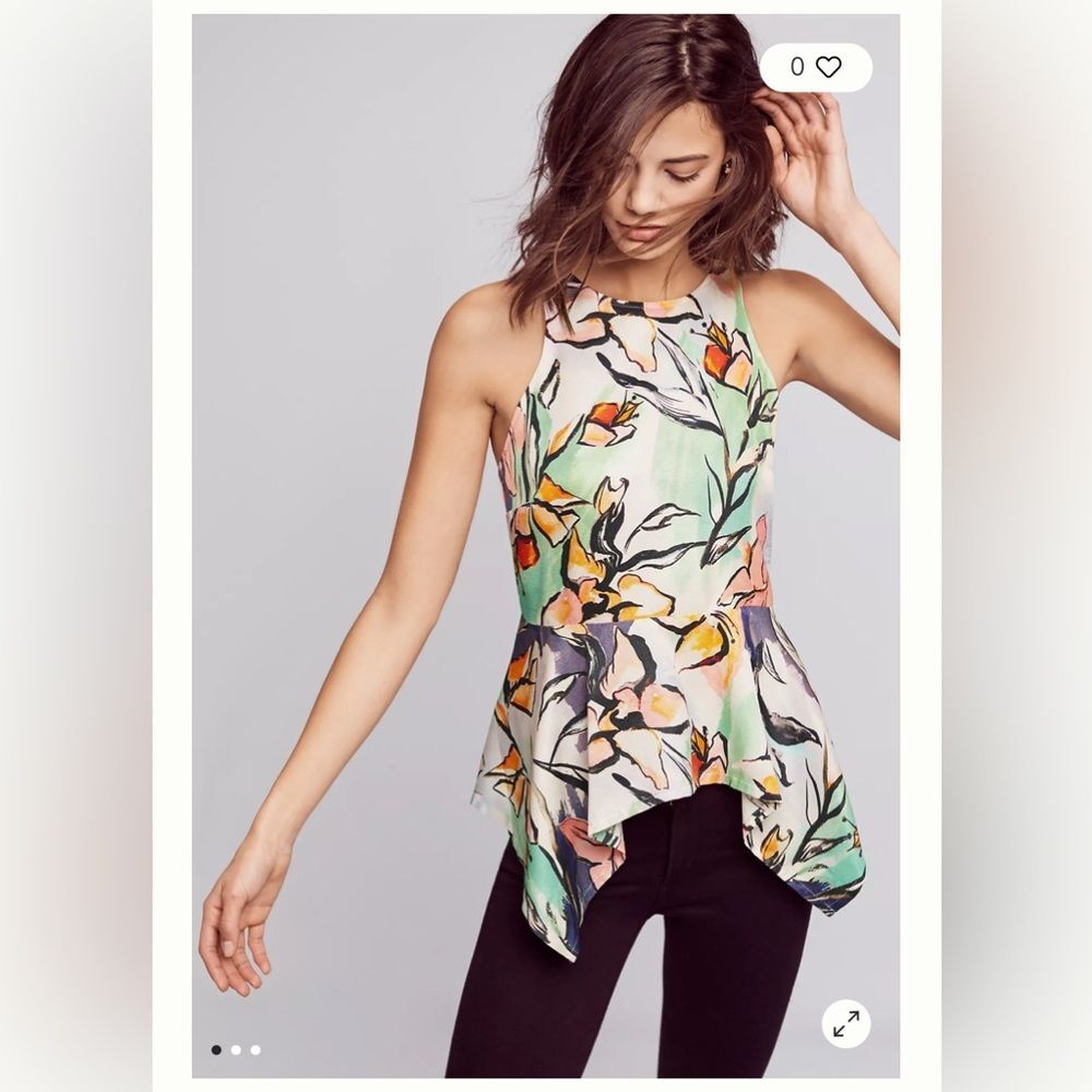 Anthropologie HD in Paris Lucille Peplum Blouse Top Size 2 EUC